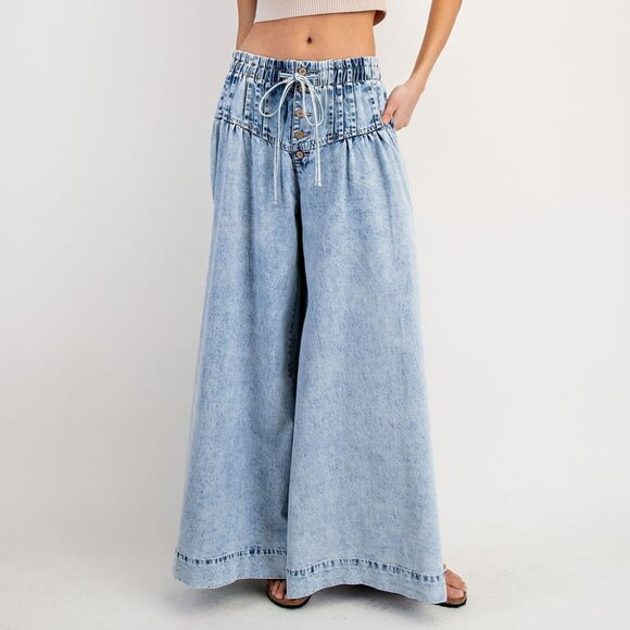 NWT ee:some Mineral-Washed Wide Leg Denim Pants โ Light Wash - Picture 11 of 16
